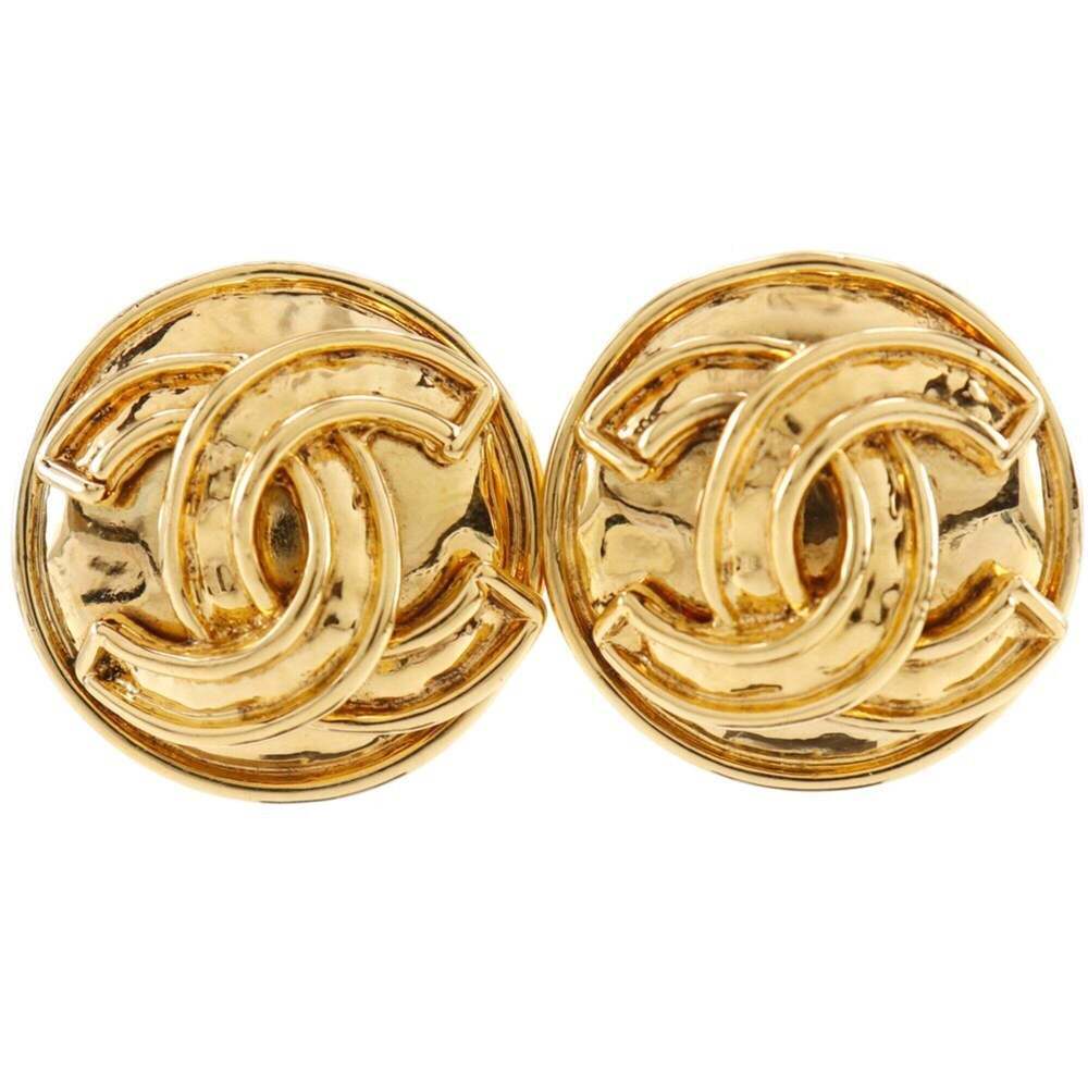 CHANEL Gold Logo Earrings